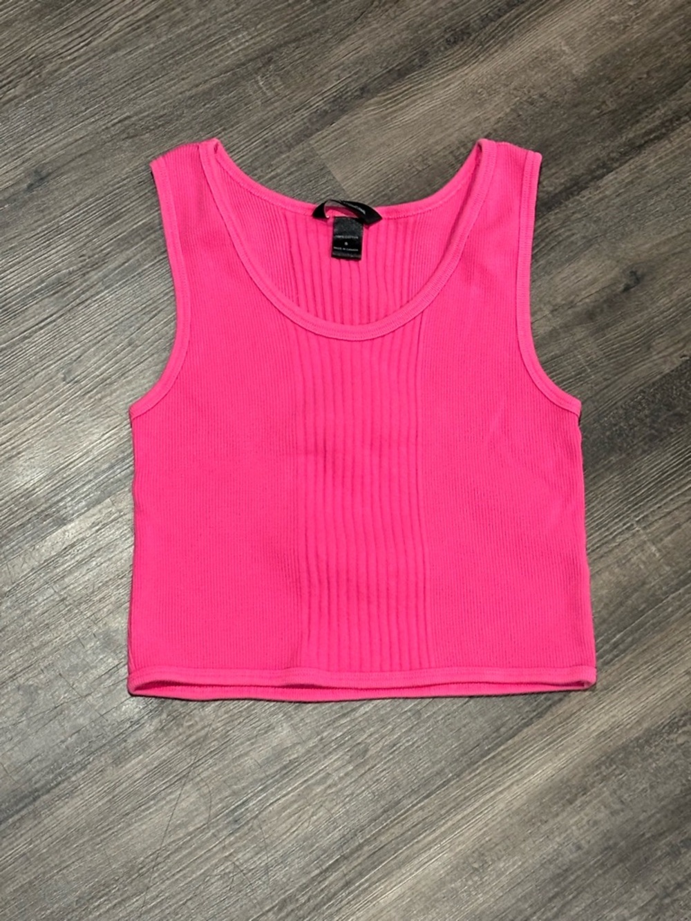 Moda International Hot Pink Ribbed Cropped Tank